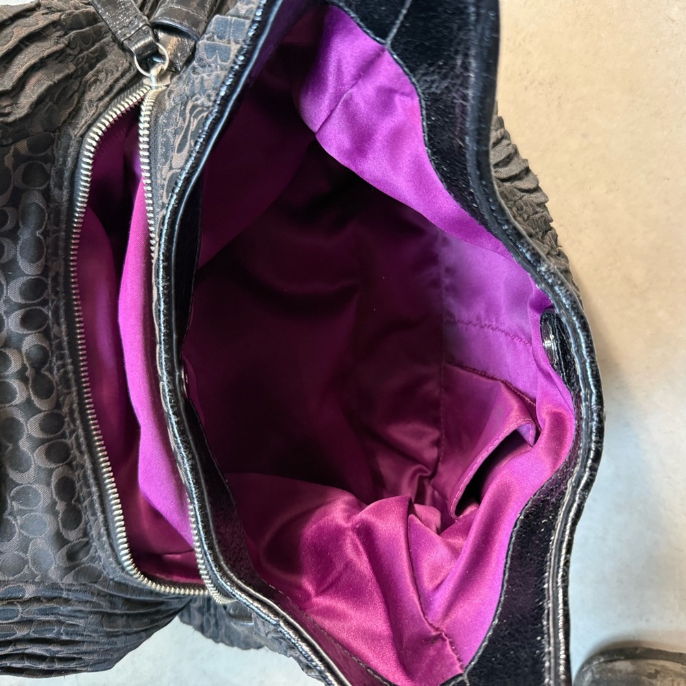 COACH Madison Maggie 18886 Black Signature Pleated Hobo Shoulder Bag - Picture 8 of 15